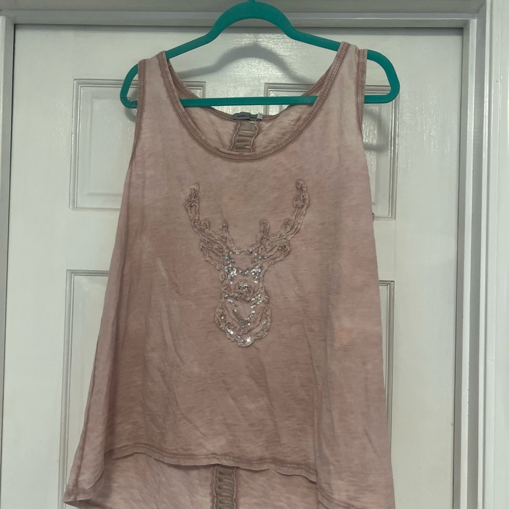 Women's Pink Embellished Tank Top